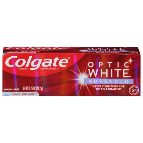 Colgate Optic White Advanced Teeth Whitening Toothpaste, Sparkling White - 0.75 oz