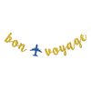 RoadSea Bon Voyage Banner - Travel Theme Party Bunting Supplies - Job Change - Retirement - Moving - Farewell Party Decorations - Gold Glitter