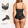 Popilush Tummy Control Shapewear Black Bodysuit Women Thong Body Shaper Corset Top