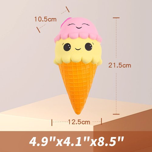 Anboor 9.1 Inches Squishies Jumbo Slow Rising Kawaii Cute Squishies Ice Cream Cone Cake Scented of Decompression Toys Stress Relief Kid's Toys