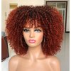 CC Hair 14inch Curly Afro Wigs for Black Women Short Kinky Curly Wigs with Bangs Black To Copper Afro Hair Synthetic Fibre Wigs BLACK R
