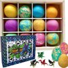 Bath Bombs for Kids with Surprise Inside - 12 Organic Bubble Bath Fizzies with Dragon Egg Toys. Gentle & Kids Friendly Bath Balls. Birthday Gift, Easter Basket Stuffers for Kids, Boys, Girls, Toddler