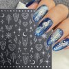 8 Sheets Star Moon Sun Nail Art Stickers Decals 3D Self-Adhesive Nail Art Decoration Decals Holographic Laser Design Star Nail Decals Moon Sun Nail Charms for Women and Girls DIY Acrylic Nail Art