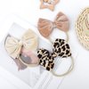 YanJie Velvet Baby Girl Bows Headband Leopard Baby Hair Bows Newborn Handmade Baby Headbands Nylon Hairbands Hair Accessories for Infant Toddlers Kids(4.5 leopard Beige Khaki)