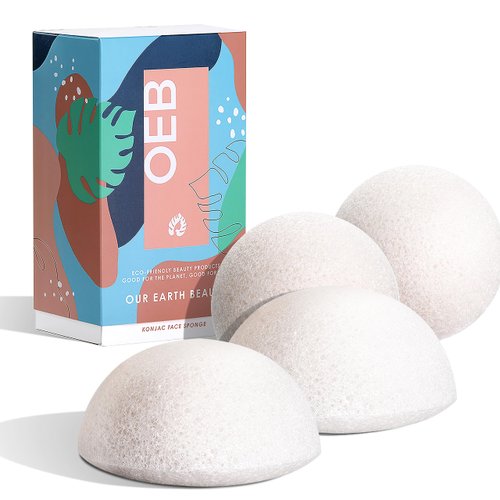 Konjac Body Sponge (2 Pack) | 100% Natural & Dye Free | Non-Toxic | Biodegradable | Eco-Friendly | Plastic Free Packaging
