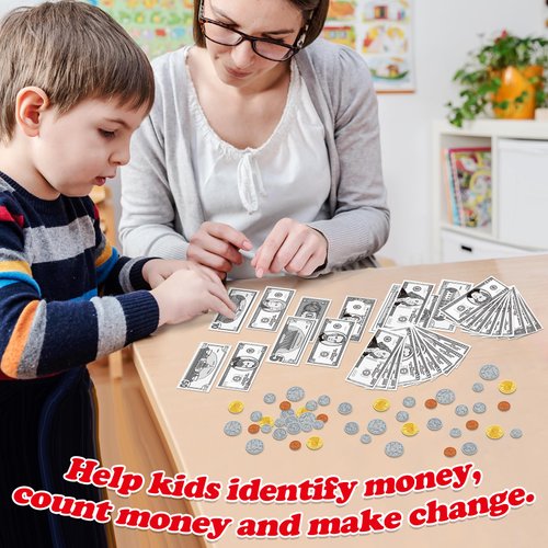Kasfalci Money Activity Set for Kids for Learning, Pretend Play, Math Manipulatives,Teaching,Counting,Learning & Education Toys for Kindergartner Classroom & Homeschool,Math Games for Toddler, Teacher