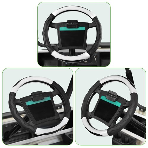 10L0L 14 Inch Golf Cart Steering Wheel Covers for Club Car DS&Precedent, Yamaha, Upgraded Microfiber Anti-Slip Steering Wheel Cover with Pu Leather