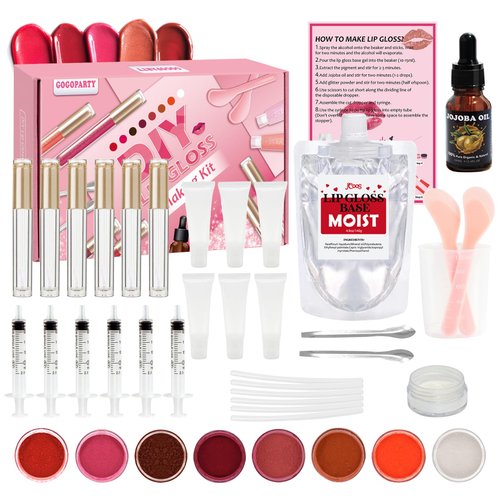 Lip Gloss Making Kit, TSVATE Lip Gloss Kit, Diy Lip Gloss Making Kit, Fun Make Your Own Lipgloss Kids Lip Gloss for Girls, Women, Moisturizing Lip Gloss Base, Jojoba Oil, Lip Gloss Tubes, Gift for Her