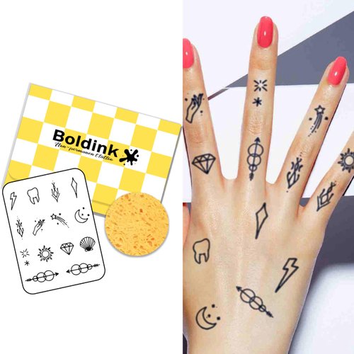Boldink Temporary Tattoos, semi permanent tattoos, 15-day long lasting tattoo sticker, waterproof and anti-reflective, unique design（Finger Tattoo 21）