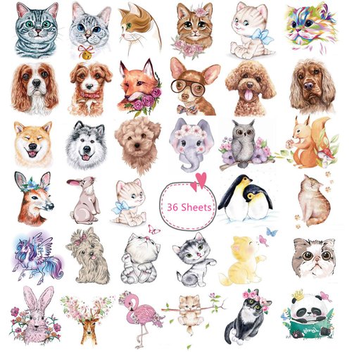 Animals Theme Temporary Tattoos for Kids, Featured Zoo Patterned Body Art Waterproof Tattoos Todd...