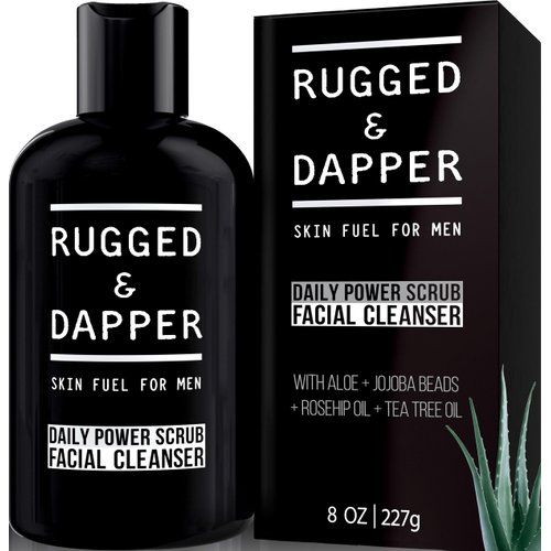 RUGGED & DAPPER Daily Power Scrub | 8 oz | Premium Exfoliating Mens Face Wash | Deep Cleans + Prevents Breakouts | Face Wash Men's | Natural Ingredients | Made in USA