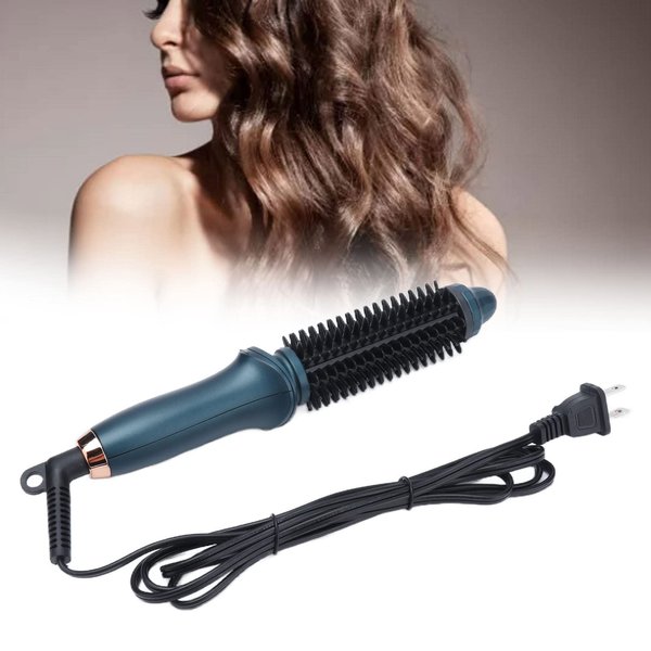2 in 1 Curling Brush Straight Curly Hair Dual Purpose, PTC Heating Travel Hot Air Curling Comb Green Portable Thermostatic Electric Hair Brush US Plug 110V
