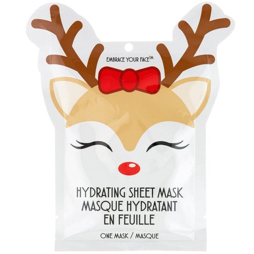 Jean Pierre Christmas Face Mask Skin Care, Sheet Masks, 2 Deer Hydrating Masks + 2 Penguin Nourishing Masks + 2 Santa Hat Hydrating Mask