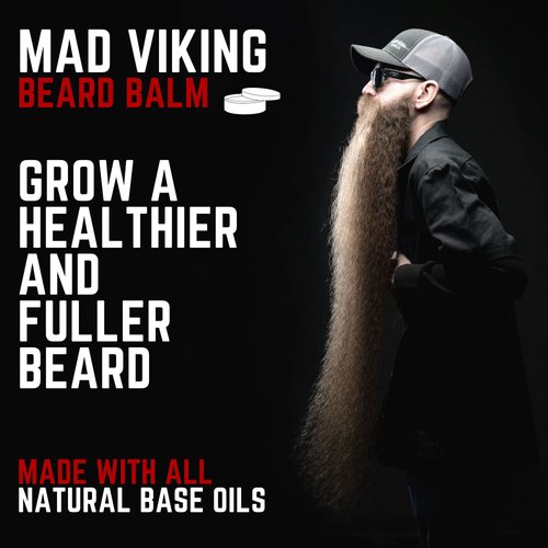 Mad Viking Beard Co. All-Natural, Premium Beard Balm, Strengthens, Softens Beards & Mustaches, Moisturizes Skin, Helps Relieve Acne & Dry Skin. Paraben, Sulfate & Cruelty-Free, 2oz (Valhalla)