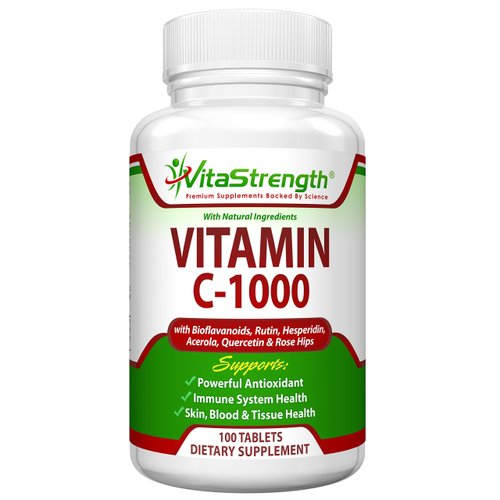 Vitamin C-1000 Complete Complex with Bioflavonoids, Rutin, Aceroia, Hesperidin, Quercetin and Rose Tips- 1000 Milligrams - Immune Support System Health - 100 Days Worth