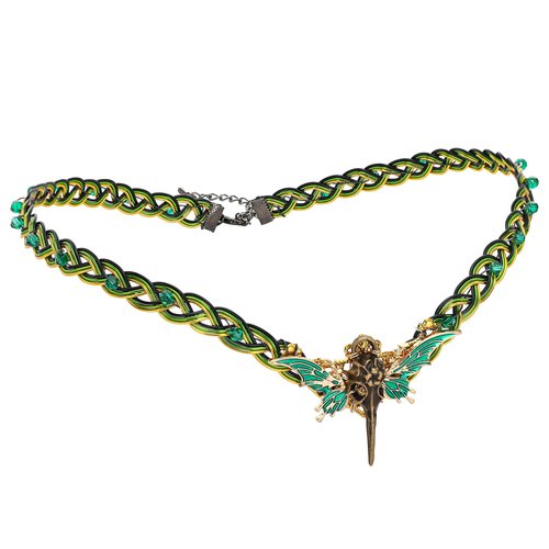 COTEEZA Green Celtic Fairy Crown - Medieval Retro Elf Adjustable Tiara Celtic V-Shape Gold Braided Headpiece Cosplay Retro Wing Fairy Circlet for Women and Men Renaissance Costume Headdress