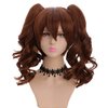 yuehong double ponytail clip wig wavy anime wigs for woman medium length heat resistant