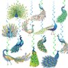 24 Pcs Peacock Hanging Decorations Peacock Hanging Swirls Ceiling Swirls Peacock Birthday Party Supplies for Peacock Party Decorations Zoo Bird Decorations