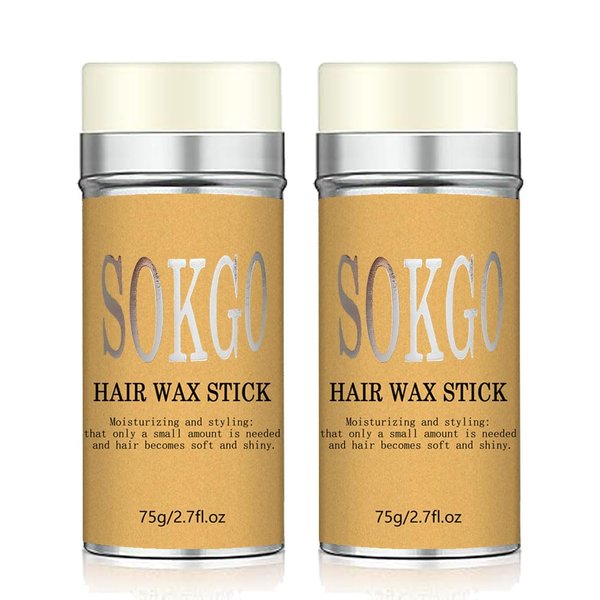 Wax Stick for Hair, Hair Wax Stick, Wax Stick for Hair Slick Stick, Styling Wax for Smooth Wigs, Hair Wax Stick for Flyaway Frizz Hair, Wigs, Non-Greasy Slick Stick for Hair Edge Control (2PCS)