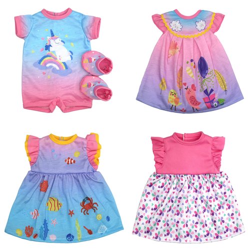 4 Pack Doll Clothes for 13-16 inch Dolls, Dress for 13-16 inches Dolls