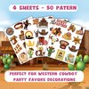 Cowboy Temporary Tattoos- 50PCS Western Cowboy Party Favors Themed Birthdays Party Supplies Decorations Western Baby Shower Decor Cool Wild Western Rodeo Pattern Girls Boys Gifts