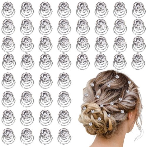 48 Pieces Spiral Hair Pins Gems Hair Rhinestone Twister Pearl Hair Studs Hair Diamond Jewelry Clip for Wedding, Bridal, Prom Accessories(Classic Style)