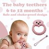 Baby Teething Toy Set - Includes Pink Pacifier Clip & Bear Teether - Silicone Chew Toys for Infants Newborns - BPA Free Freezer Safe