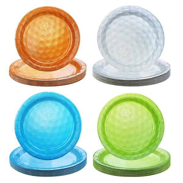 PTECDROTS 80Pcs Golf Party Plates Decorations - Including 9” Golf Ball Plates Disposable Dinner Plates for Kids Golf Fan Sports Event Golf Theme Party Supplies