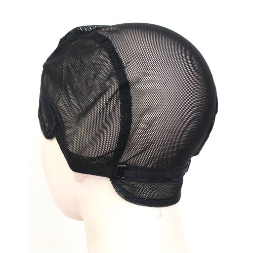 BLUPLE Mesh Wig Caps for Making Wigs 2 pcs Black Color Stretch Weaving Caps with Back Adjustable Straps For Women (Medium, Black Stretch Cap)
