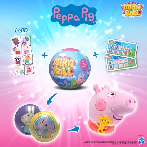MiraBall Peppa Pig Mystery Expandable Maxi Plush to UNbox, Collectible Squishy and Soft Plush with 4 Surprise, Limited Edition, Great Toy Gift for Kids Aged 3+ (1-Pack)