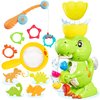 EKUEASYKU Dinosaur Bath Toys for Kids Ages 1-3 2-4 4-8 Toddler Bath Toys Whirling Waterfall Water Toys Fishing Games Bathtub Bath Time Tub Toys Girls Boys Color Movement Learning