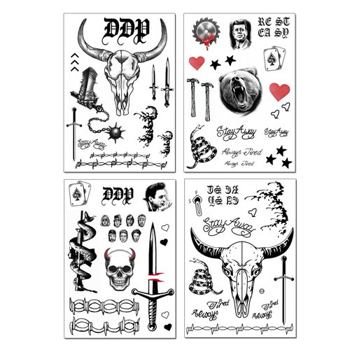 4 Sheets Tattoos Halloween Face Temporary Tattoos Stickers Halloween Cosplay Costume Party Tattoos For Adults Women Men