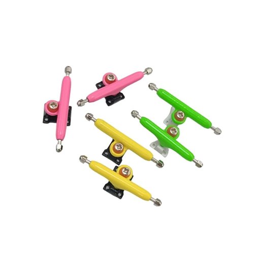LEEFAI 6pcs Pro Fingerboard Trucks 34mm Wide-Standard Shape G1 -Inveted Kingpin-Finger Mini Skateboard Truck with Screws and Tool - Single Axles Without Spacer-Pink&Green&Yellow