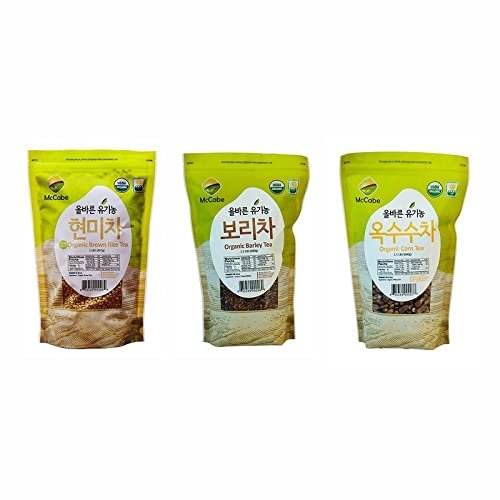 McCabe Organic Roasted Grain Tea Bundle - Brown Rice, Corn, and Barley Tea | USDA and CCOF Certified | Non-GMO | 2lb Brown Rice Tea, 1.5lb Corn Tea, 1.5lb Barley Tea