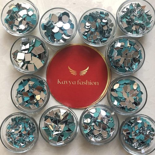 12 Shape Mirror kit for Jewellery Making, Other Craft Work Like Project & lippen Art, mud Work Decoration (Total-1200 Pieces, 100 Pieces of Each Shape) Free Fabric Glue (Combo of 12)