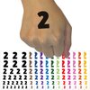Number 2 Two Fun Bold Font Temporary Tattoo Water Resistant Fake Body Art Set Collection - Dark Green (One Sheet)