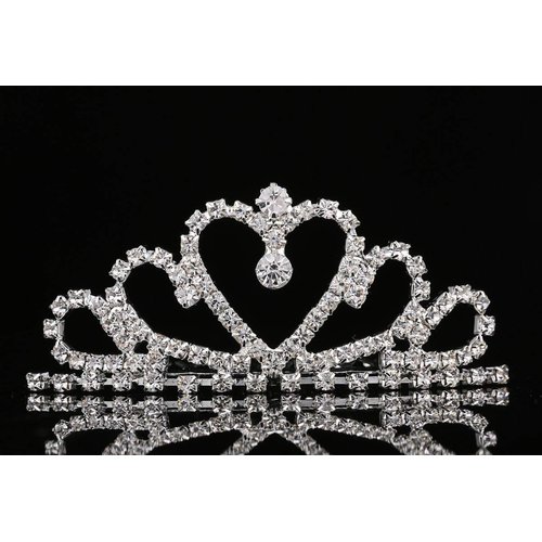 Lovelyshop Mini Heart Rhinestone Tiara for Wedding Bride Prom Birthday Pegeant Prinecess Party-1 Pack