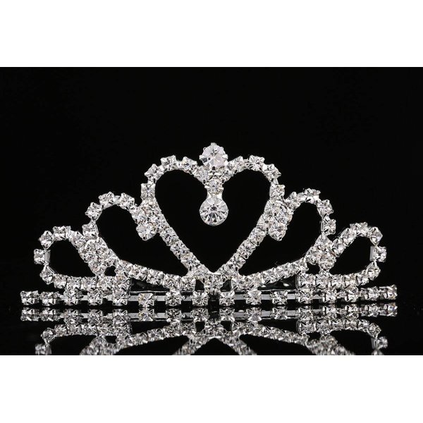 Lovelyshop Mini Heart Rhinestone Tiara for Wedding Bride Prom Birthday Pegeant Prinecess Party-1 Pack