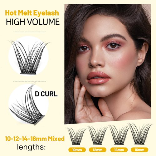 Vayator Wide Cluster D Curl Professional Makeup Individual Cluster Eyelashes Grafting Fake False Eyelashes Eyelash Extension Individual Eyelash (D#10+12mm Mixed)