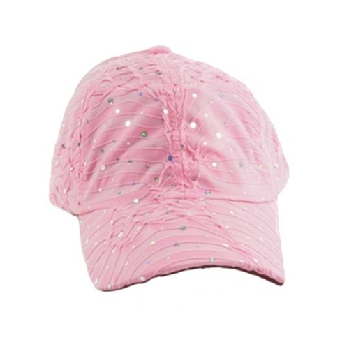 Glitter Sequin Sparkle Bling Game Baseball Cap Hat Sun Visor (Light Pink)