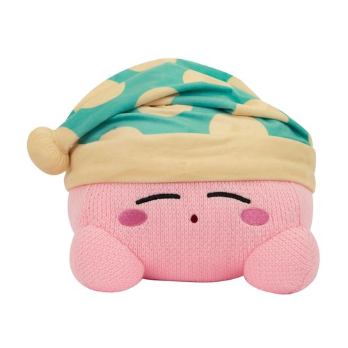 TOMY Nuiguru Knit Kirby Plush - Sleeping Kirby Plushie - Knit and Crochet Plushies - Collectible Crochet Stuffed Animals - Soft Cozy Plush Toys and Kirby Room Decor -15 Inch