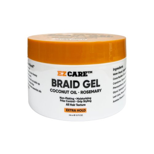 EZCARE Braid Gel Coconut Oil/Rosemary/Non-Flaking/Moisturizing/Frizz Control/Grip Styling/All Hair Texture/Extra Hold (8 oz.)