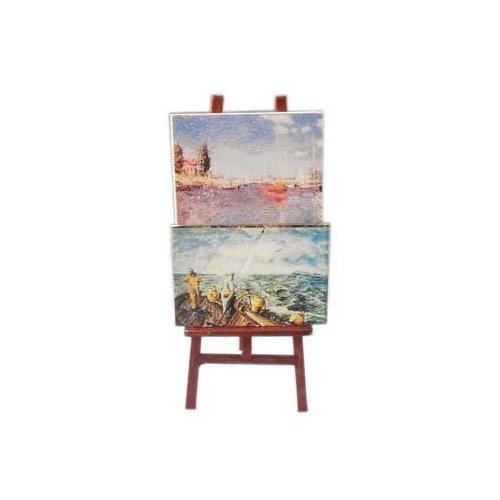 Miniature Accessories Easel Oil Painting with Stand Tool Set 3PCS Mini Dollhouse Wooden Furniture Decoration Simulation for Desktop Decor DIY Crafts