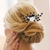 JONKY Flower Wedding Hair Comb Black Crystal Hair Piece Rhinestone Bridal Hair Accessories for Women