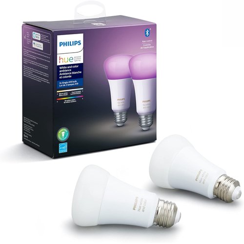 Philips Hue Smart 60W A19 LED Bulb - White and Color Ambiance Color-Changing Light - 2 Pack - 800...