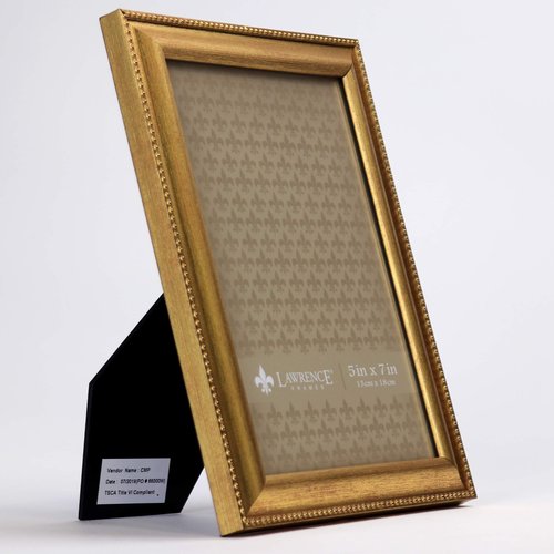 Lawrence Frames Classic Bead Picture Frame, 5x7, Gold