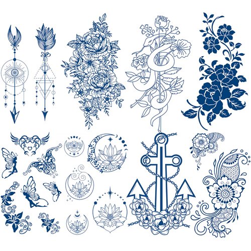 Semi Permanent Tattoos, 8 Sheet Realistic Fake Tattoos Stickers, Waterproof and Long-Lasting 1-2 Weeks Tattoos, Plant-Based Ink for Women Men Christmas Gift1