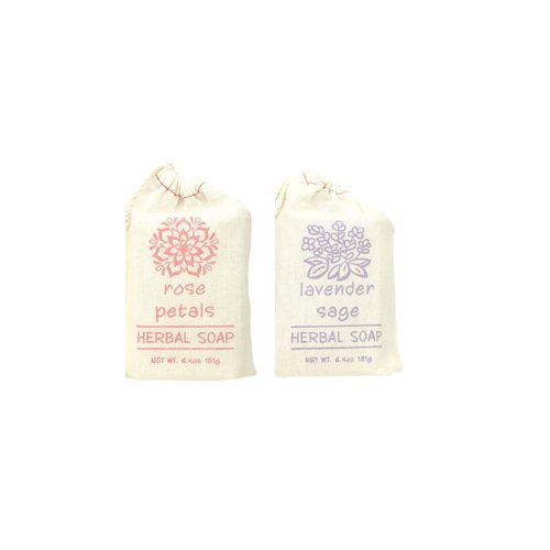 Greenwich Bay Trading Set of 2 Herbal Soaps Lavender Sage and Rose Petal - 6.4 Oz Bars Wrapped in...