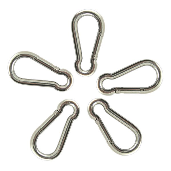 PROTEUS Stainless Steel 316 Spring, Snap Hook for Keyring, Home, RV, Camping, Fishing, Diving, Traveling, Hiking, Dog leash, Backpack in 5/16 inch (8cm), Pack of 5