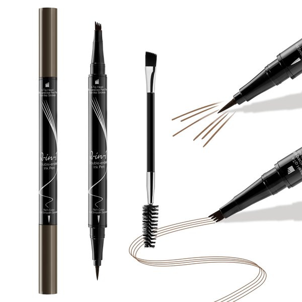 Boobeen Microblading Eyebrow Pen, Waterproof Eyebrow Pencil With Brush, 2 In 1 Precision Brow Pencil With Hair Like Strokes To Create Natural Eyebrow Makeup